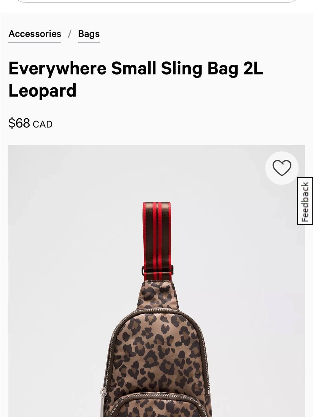 lululemon athletica Everywhere Small Sling Bag 2L Leopard - Brown with Red Strap